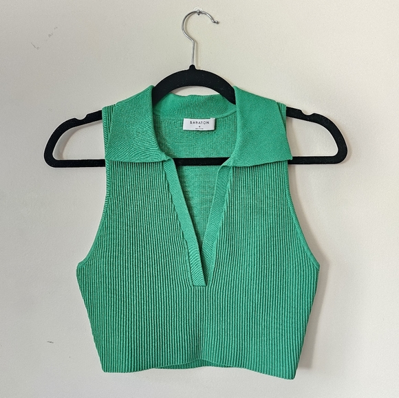 Aritzia Babaton Sculpt Knit Polo Top. Size M - Picture 2 of 6